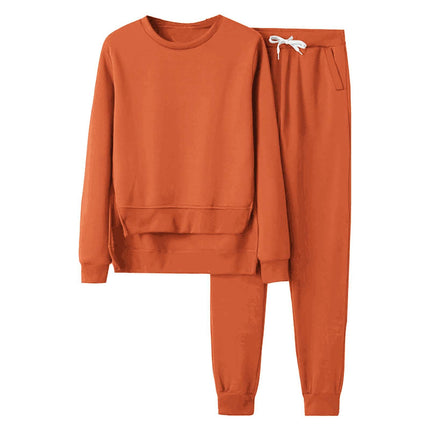 2023 Amazon cross-border new loose plus size top women's long sleeve hot figure sweater fleece-lined casual suit wholesale