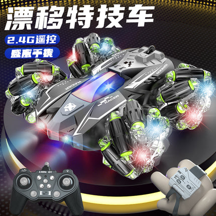 Cross-Border 2.4g Remote Control Car Gesture Sensor Stunt Car Music Light Rolling Double-Sided Car Boy Four-Wheel Drive Drift Car