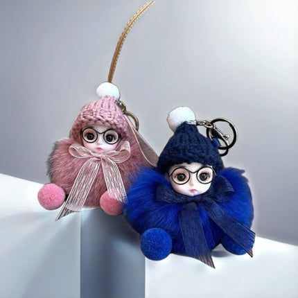 Fox Real Hair Ball Internet Celebrity Small Pendant Sleeping Doll Advanced Sense Doll Pendant Car Keychain Pendant for Women