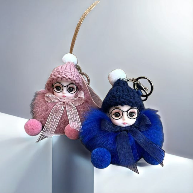 Fox Real Hair Ball Internet Celebrity Small Pendant Sleeping Doll Advanced Sense Doll Pendant Car Keychain Pendant for Women