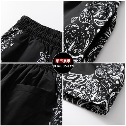 2026 New American-Style Trendy Retro Men's Sports Casual Shorts Paisley Pattern Five-Point Shorts Sports Basketball Shorts