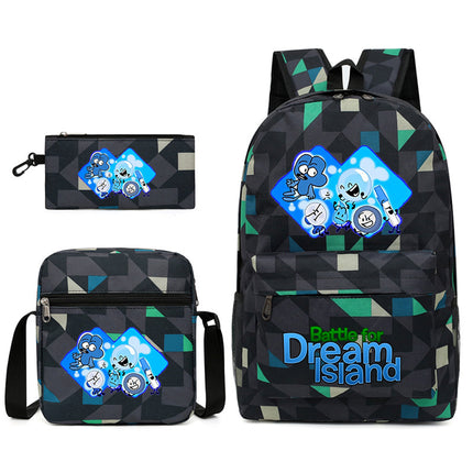 Battle for Dream Island Backpack Dream Island Schoolbag Three-Piece Canvas Backpack