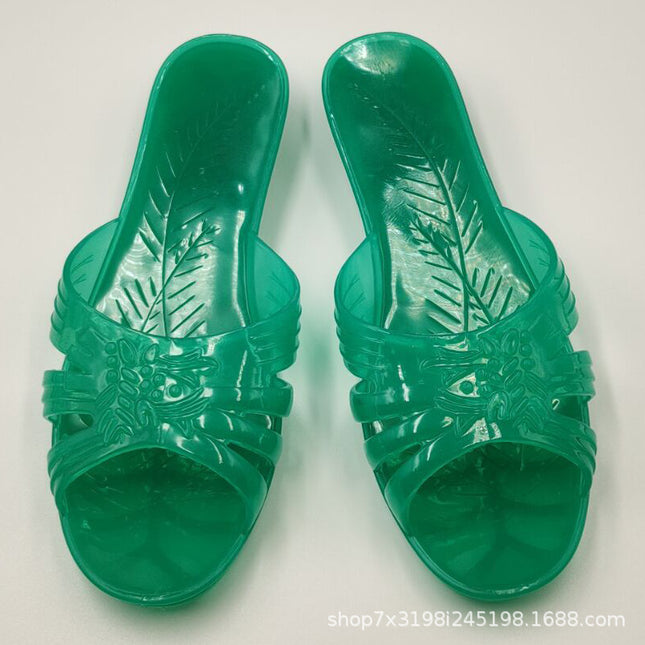Pearl River Union Chrysanthemum Slippers Women's Summer Non-Slip Deodorant Soft Bottom Old-Fashioned Home Sandals Plastic Mom Bathroom Slippers