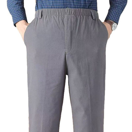 Pure Cotton Dad's Spring and Autumn Pants, Men's Casual Pants, Loose High-Waisted Men's Pants, Dad's Pants, Plus-Size Men's Pants