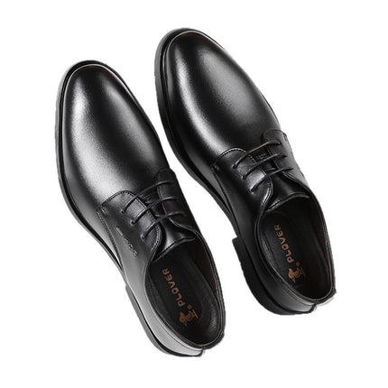 Leather Shoes Men's Cowhide Business Dress Men's New Year Black Hollow Soft Bottom Casual Height Increasing Men's Shoes Groom's Wedding Shoes