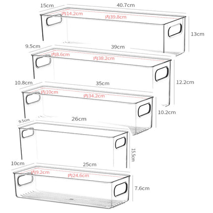 Narrow and Long Slim Transparent Acrylic Kitchen Storage Rack for Cabinet Drawers, Tableware, Dishes, Under-Sink Cookware Organizer