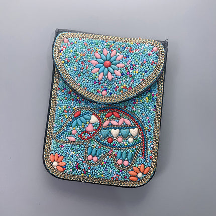 Bohemian Women's Mobile Phone Bag Xinjiang Inner Mongolia Yunnan Travel Souvenir Retro Heavy Industry Rice Bead Shoulder Bag