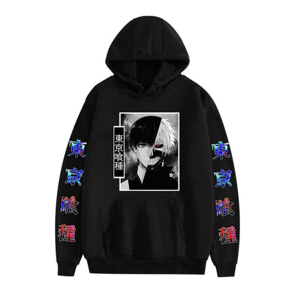 Cross-border new Tokyo cartoon print casual loose black hoodie men's and women's fashion hoodie