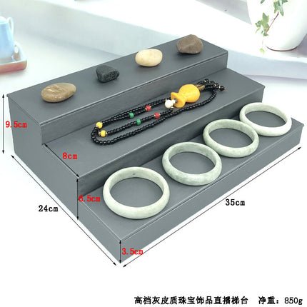 Trapezoidal 9-Slot Ring Holder Earring Display Jewelry Stand Ice Flower Pendant Jewelry Tray Accessory Tray Live Streaming Same Style
