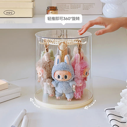 Labubu Doll Storage Box Rotating Bucket Display Transparent Vinyl Doll Bubble Mart Storage Box