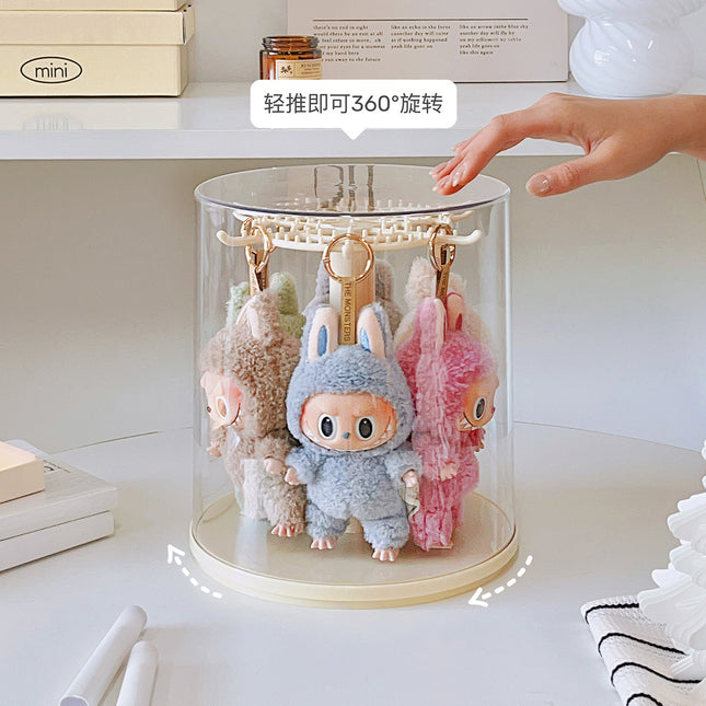 Labubu Doll Storage Box Rotating Bucket Display Transparent Vinyl Doll Bubble Mart Storage Box