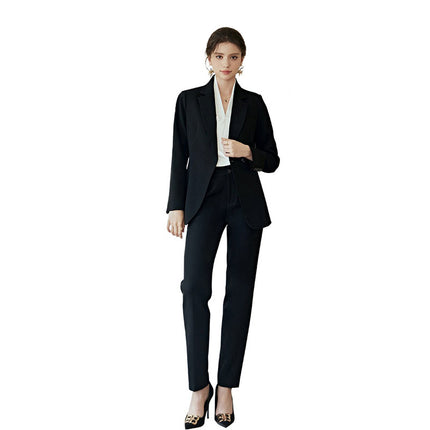 Spring and Autumn New One Button Suit Set Temperament Goddess Fan Sales Office Work Clothes White Collar Business Wear Dress Dress OL