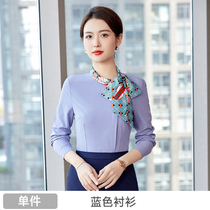 White Shirt Women's Business Wear New Jewelry Shop Beauty Salon Stewardess Uniform Work Clothes Non-ironing White Shirt