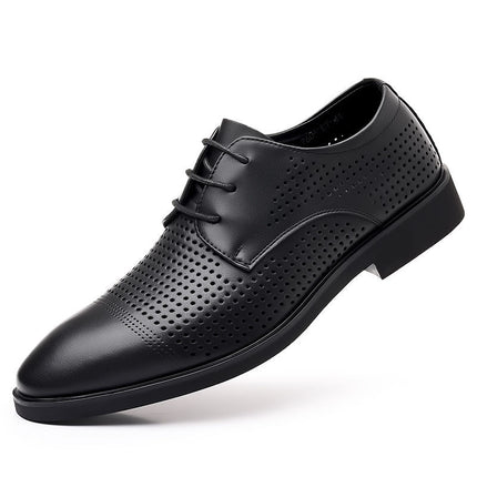 Men's Summer Leather Shoes, Hollow Breathable Large Size Men's Shoes, Soft Leather Business Formal Wear, Hole-In-The-Wall Leather Shoes, Men's Inner Height Increasing Shoes