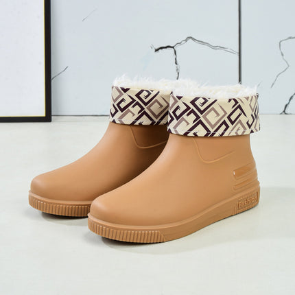 Fashion Rain Boots, Water Shoes for Women, Adult Warm Water Slip Plus Velvet Kitchen Short Rubber Shoes, Rain Boots, Overshoes, Water Boots Wholesale