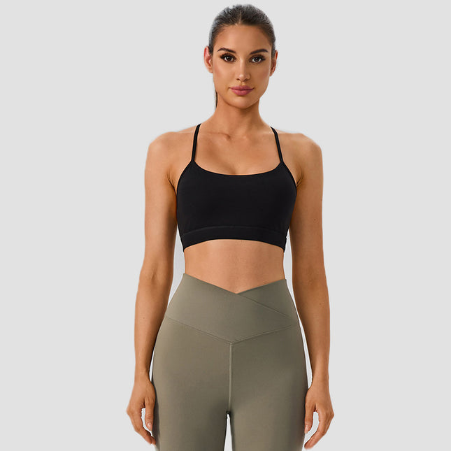 Cross-Border New Yoga Bra Single-Sided Spandex Y-Shaped Beautiful Back Sling Push-Up Running Fitness Nude Yoga Bra