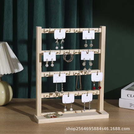 Jewelry Keychain Earrings Pendant Display Stand Solid Wood Trinket Hanger Hook High-End Stall Store Counter