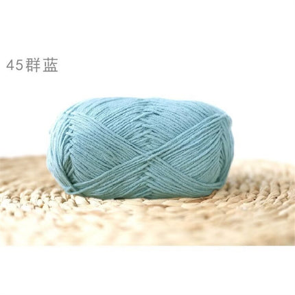 Xuefeier 4-Strand Milk Cotton Wool Ball 4-Strand Combed Cotton Thread Does Not Ball Baby Hand-Knitted DIY Cute Doll