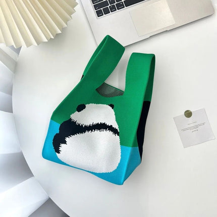 National Treasure Series Panda Knitted Bag Cute Tote Bag Panda Travel Souvenir 2023 New National Trend Bag