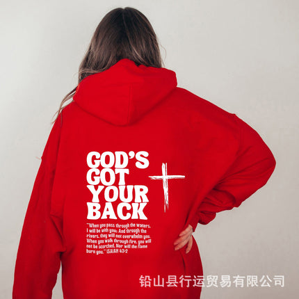 Foreign Trade Cross-Border Independent Station Women's Hooded Sweatshirt Hoodie with Letter Print on the Back Oversized Hoodie