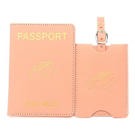 Rfid Anti-Magnetic Airplane Passport Holder Leather Luggage Tag Set Hidden Luggage Identification Card Holder Cross-Border In-Stock