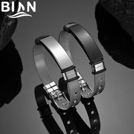 Titanium Steel Mesh Strap Couple Adjusting Bracelet Distinctive diy Mirror Curved Brand Bracelet Lover's Birthday Holiday Gift