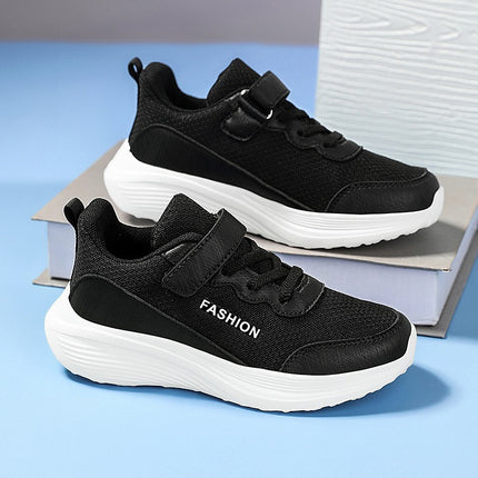 Teenagers' New Autumn Velcro Children's Sneakers, Breathable and Comfortable Mesh Classic White Shoes for Campus Students