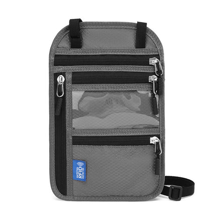 Cross-border travel abroad hanging neck ID bag RFID anti-theft brush passport bag passport holder certificate protection case anti-magnetic bag
