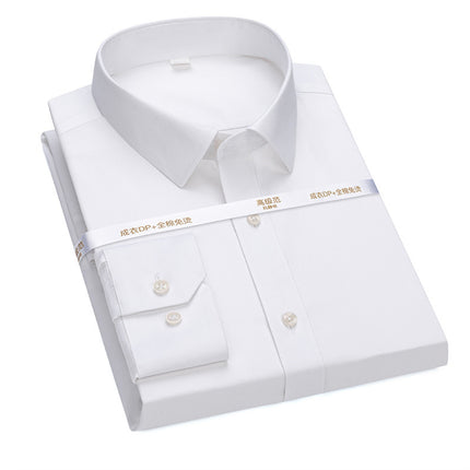 High Luxury 140 Three-strand Pure Cotton Non-ironing Shirt Men's DP Readymade Garment Wrinkle-resistant Solid Color Business Men's Formalest Shirt Men