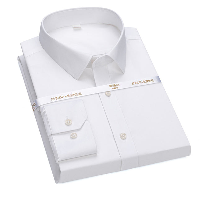 High Luxury 140 Three-strand Pure Cotton Non-ironing Shirt Men's DP Readymade Garment Wrinkle-resistant Solid Color Business Men's Formalest Shirt Men