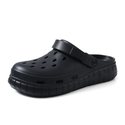 New Style Hole Shoes Women's Outer Wear Summer Non-slip Baotou Slippers for Couples Increased Breathable Wear-resistant Deodorant Beach Slippers