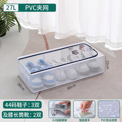 Pvc Bed Storage Box with Thick Steel Frame and Thickeneded Fabric Transparent Storage Box Large Capacity Covered Moisture-Proof Storage Box