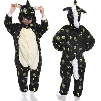 Manufacturer's Flannel Cartoon One-Piece Animal Pajamas for Children and Adults, Unicorn, Dinosaur, Pegasus Pajamas, Couple Style