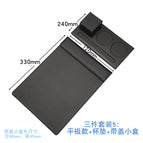 Black three-piece set 5: Flat + Coasters + Cover box