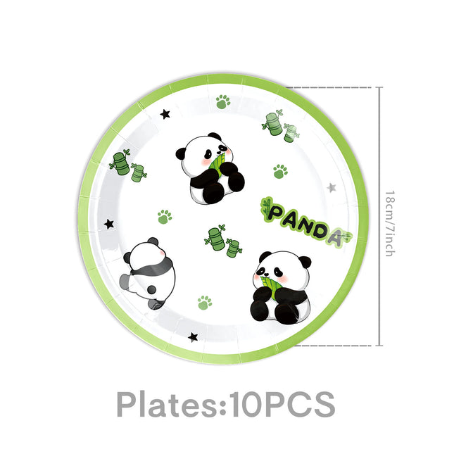 Cute Panda Theme Birthday Party Supplies Tableware Paper Plates Paper Towels Tablecloth Decoration Flag Tablecloth Hanging Swivel Plug-In Row