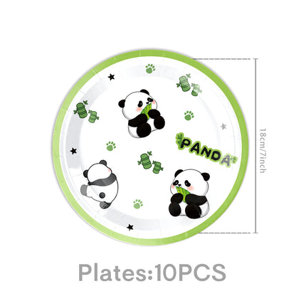 Cute Panda Theme Birthday Party Supplies Tableware Paper Plates Paper Towels Tablecloth Decoration Flag Tablecloth Hanging Swivel Plug-In Row