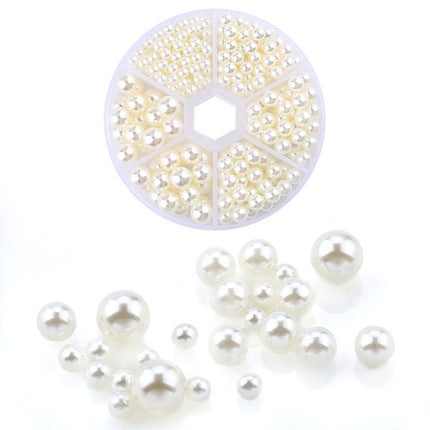 Cross-border hot sale 6-grid Pearl diy jewelry set multi-size non-porous Mermaid Magic Pearl nail art clothing accessories
