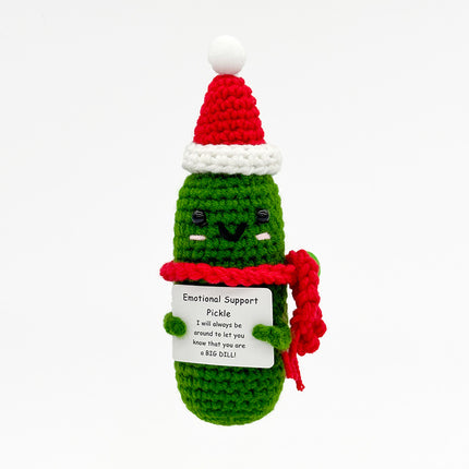 Cross-Border Finished Handmade Knitted Doll Cartoon Emotional Support Emoji Funny Cucumber Keychain Ornament Gift