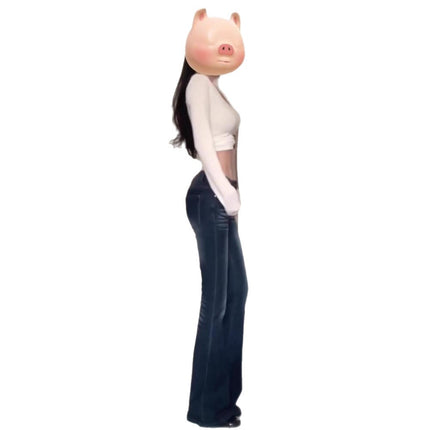 American Style Low-Rise Flared Jeans for Women 2025 Spring and Autumn Stretchy Slim Fit Floor-Length Bell-Bottom Pants