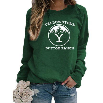 Amazon Cross-border Foreign Trade Source DUTTON RANCH Printed Round Neck Long Sleeve Women's Sweatshirt Jacket