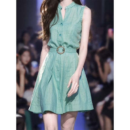Foreign Trade Women's Summer Women's Clothing French High-end Exquisite Niche Design Temperament High-end Royal Sister-style Green Sleeveless