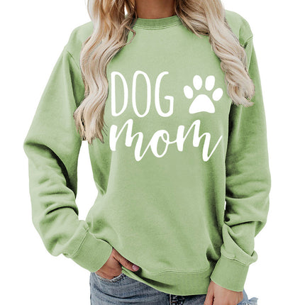Dog mom printed round neck women's jacket vests foreign trade supply autumn and winter coat casual loose European code cross-border