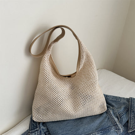 Ins Woven Tote Bag Straw Bag Large Capacity Underarm Bag Shoulder Bag Holiday Style Beach Bag Women's Portable