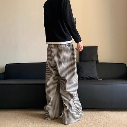 Spring and Autumn Japanese Retro Lazy Loose Vertical Striped Casual Pants Unisex Versatile Trendy Brand Straight-Leg Floor-Length Pants