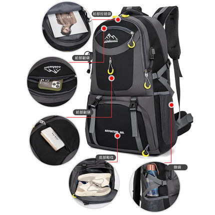 New Large Capacity Wear-resistant Outdoor Mountaineering Multi-function Travel Bag Burden-reducing Outdoor Camping Hiking Backpack