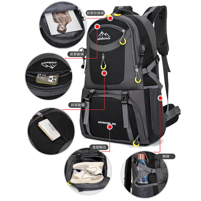 New Large Capacity Wear-resistant Outdoor Mountaineering Multi-function Travel Bag Burden-reducing Outdoor Camping Hiking Backpack