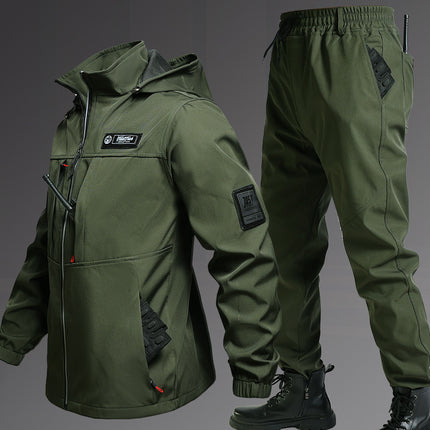 Autumn and Winter Velvet Waterproof Jacket Outdoor Mountaineering Suit Men's Windproof Thickeneded Cold-Resistant Wear-Resistant Warm Workwear
