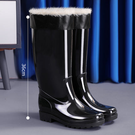 High-Top Men's Rain Boots for Foreign Trade, Thickened Long Rain Boots, Waterproof Outdoor Extra-High Non-Slip Fleece-Lined Warm Water Shoes