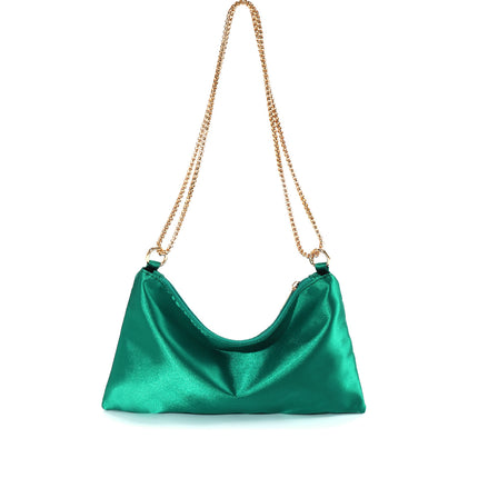 Amazon Cross-border Satin Artificial Silk Satin Women's Niche Simple Chain Armpit Square Bag Party Dinner Bag