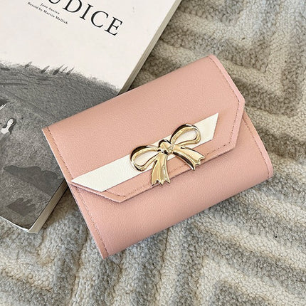 Foreign Trade Wholesale Women's Color-Blocked Bowknot Multi-Card Slot Coin Purse 2025 Korean Style Summer and Autumn New Mini Wallet